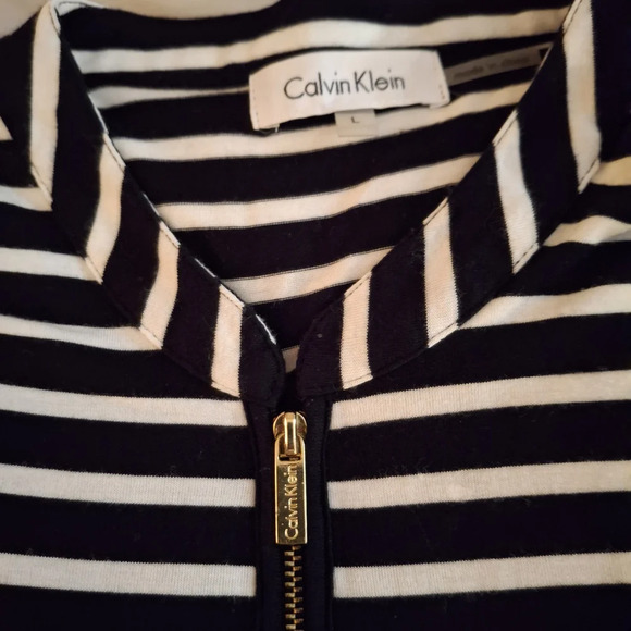 Calvin Klein Women's Black And White Casual Striped Top - Picture 6 of 9